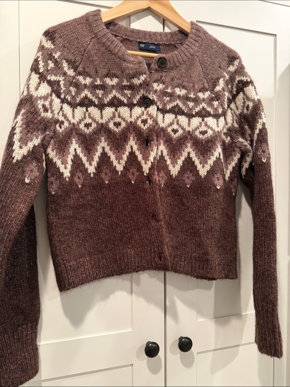 GAP Brown and Cream Fair Isle Wool-Blend Cardigan